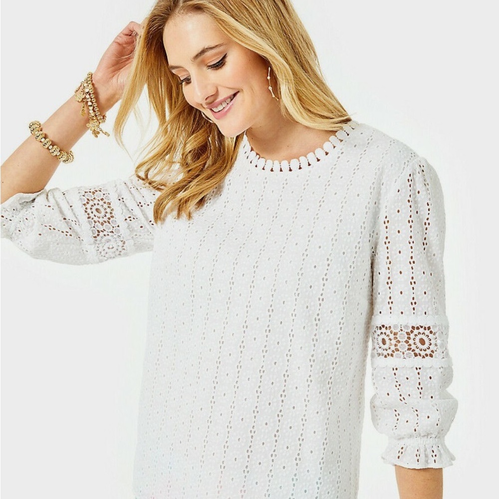 Lilly Pulitzer White Eyelet Blouse size 10